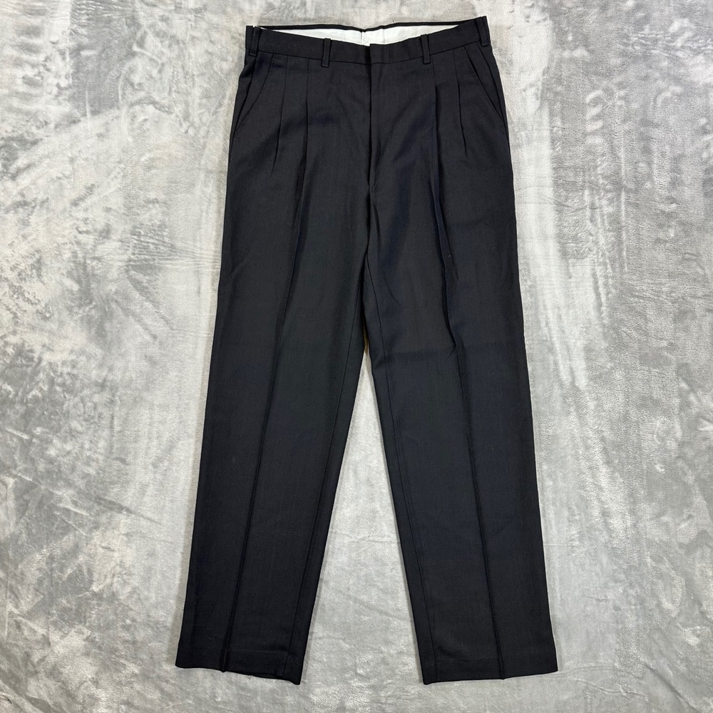Vintage Cotler Pleated Dress Pants Mens Size 32x34 Black Trousers
